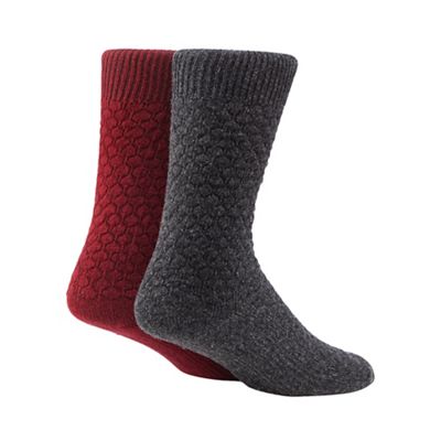 Mantaray Set of two wool blend textured boot socks